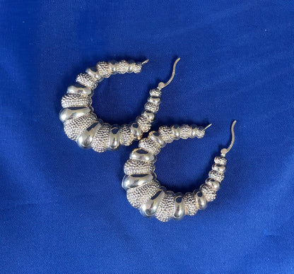 9ct Yellow Gold Patterned Loop Hoop Earrings