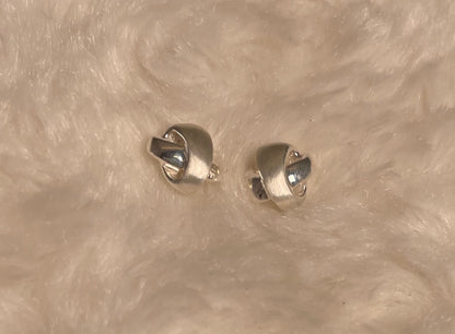 Knot Earrings With Shiny & Brushed Effect Rhodium Plated Silver