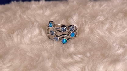 Boodle Ring with Doublets & Blue Cubic Zirconia