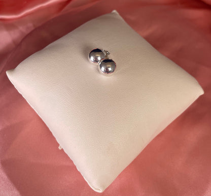 Ball Stud Earrings Rhodium Plated Silver