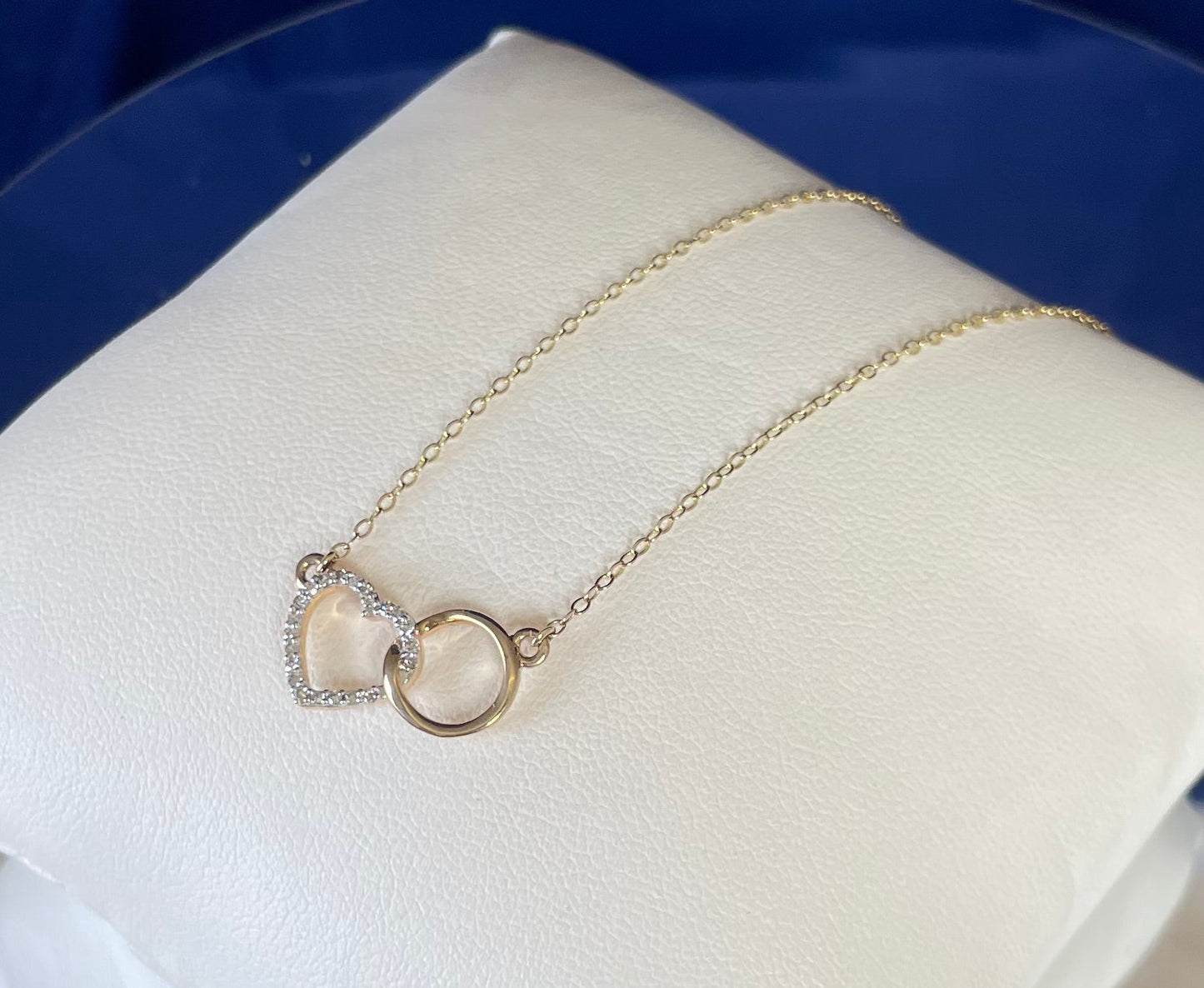 9ct Yellow Gold Diamond Set Heart with Interlocking Circle