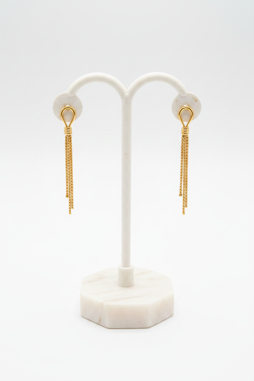 9ct Yellow Gold Lantern Link Drop Earrings