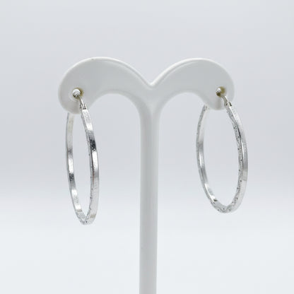 9ct White Gold Slim Flat Oval Hoop Earrings
