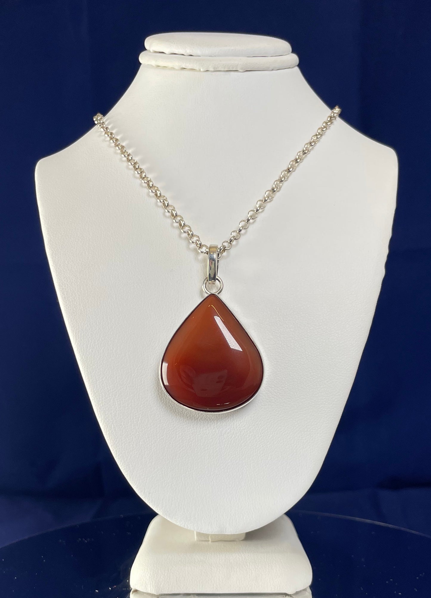 Large Pear Prop Cornelian Silver Pendant