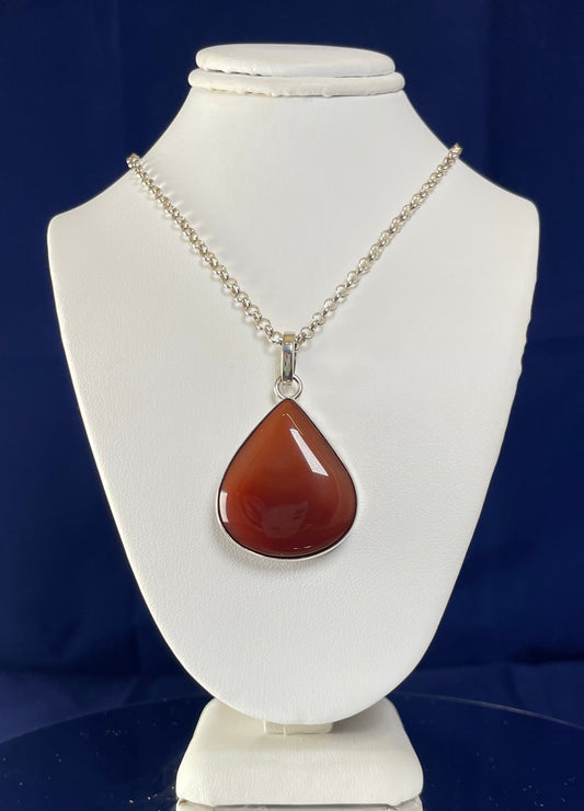Large Pear Prop Cornelian Silver Pendant