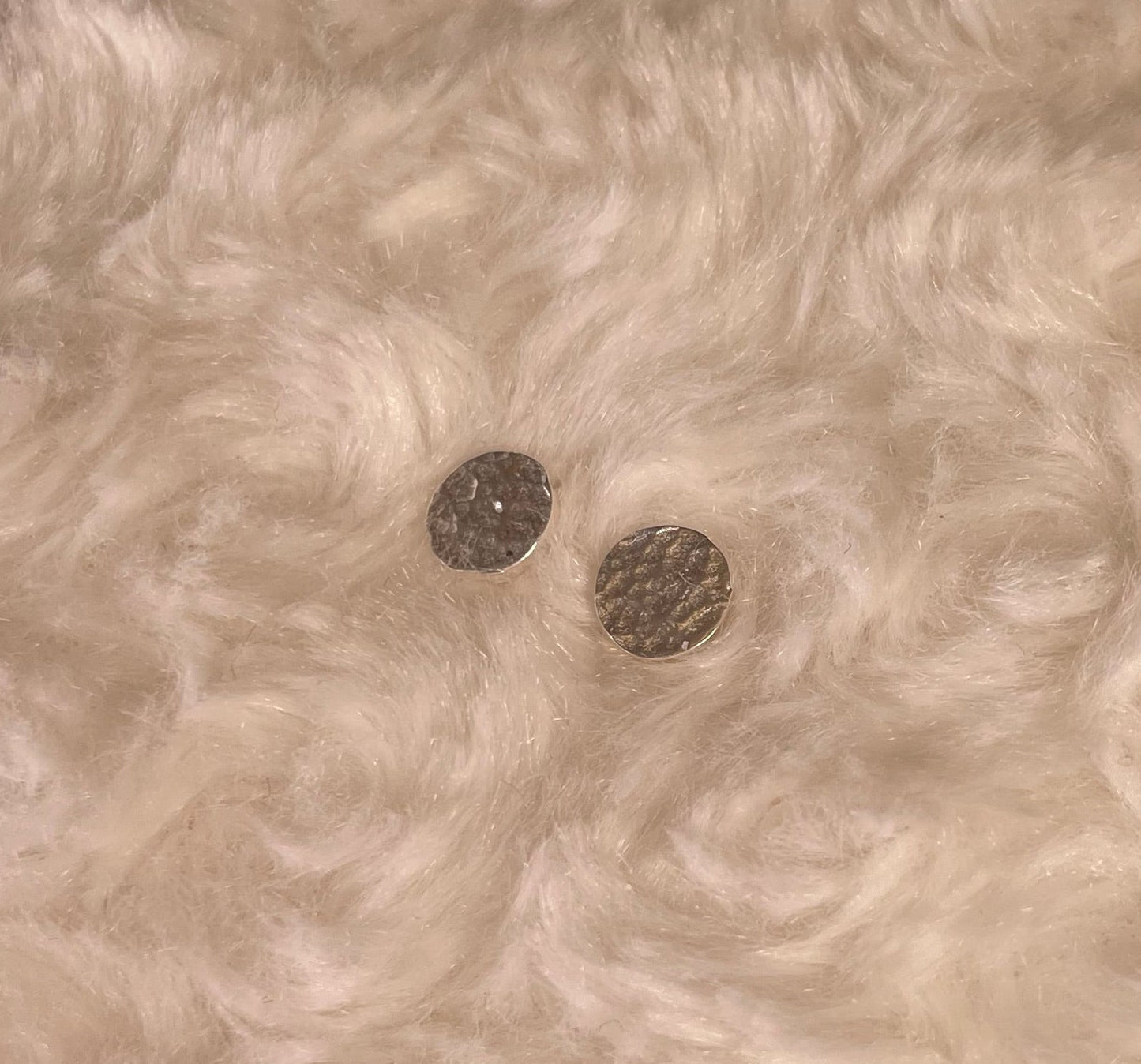 Rhodium-Plated Silver Dainty Hammered Disc Earrings