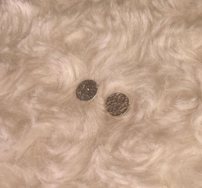 Rhodium-Plated Silver Dainty Hammered Disc Earrings