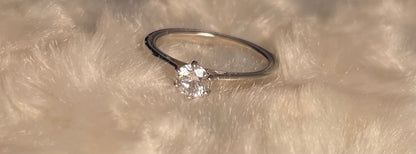 Brilliant Cut Solitaire Cubic Zirconia Six Claw Rhodium Plated