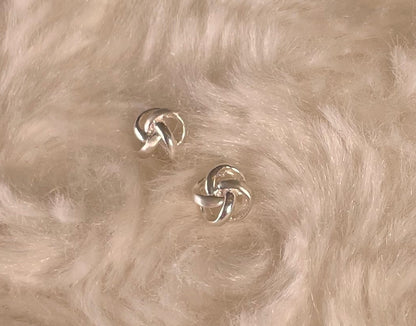 Small Knot/ Twist Earrings Rhodium Plated Silver