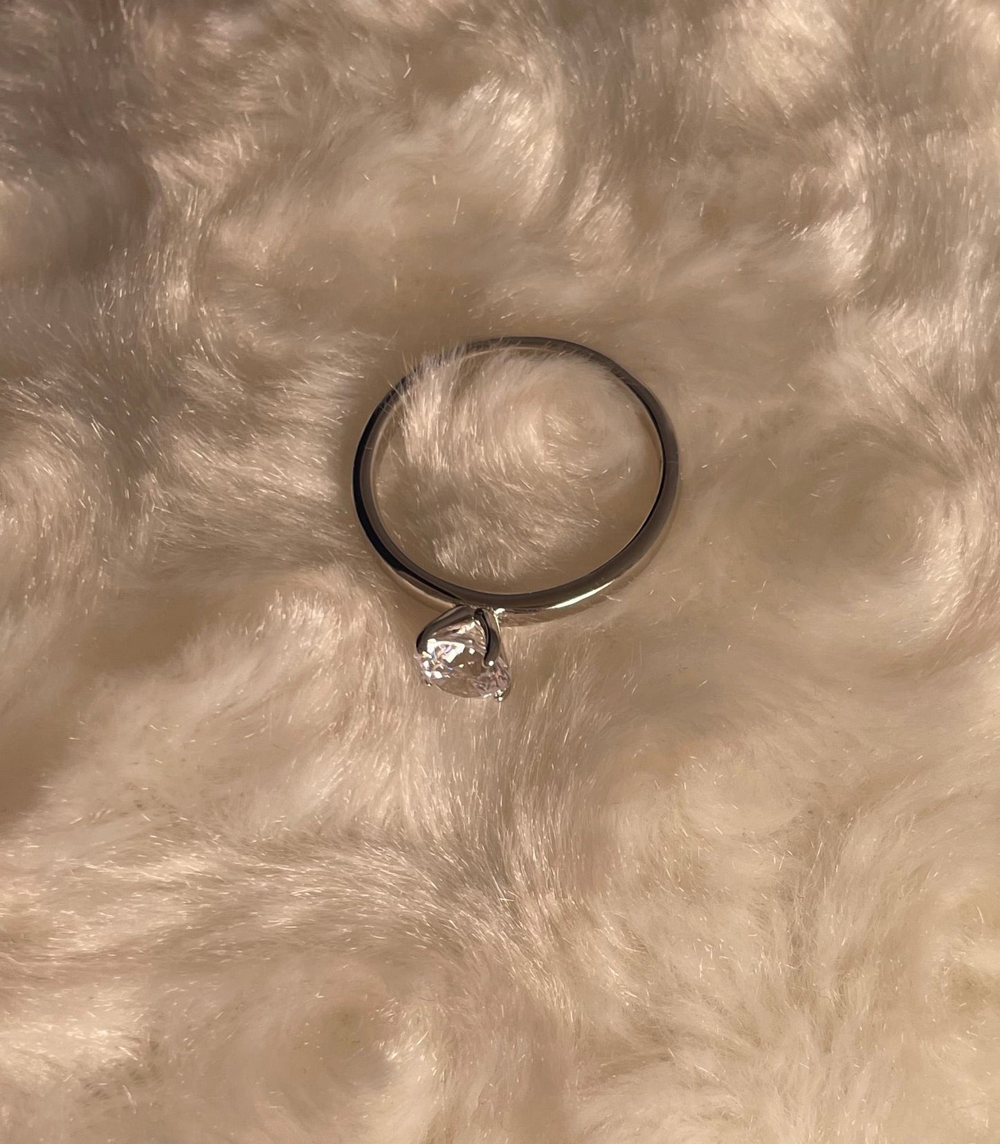 Brilliant Cut Cubic Zirconia Solitaire Rhodium Plated