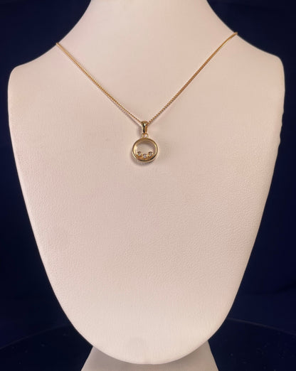 9ct Yellow Gold Floating Diamond Pendant Necklace