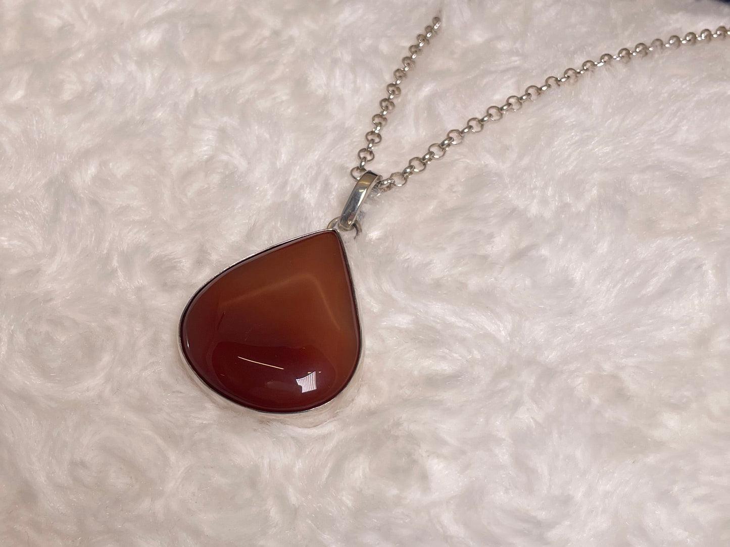 Large Silver Pear-shaped Cornelian Pendant