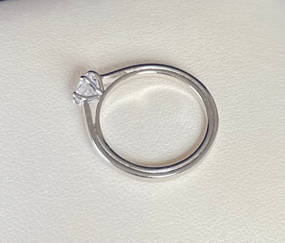 Rhodium-Plated Silver Brilliant Cut Solitaire Cubic Zirconia Six Claw Setting