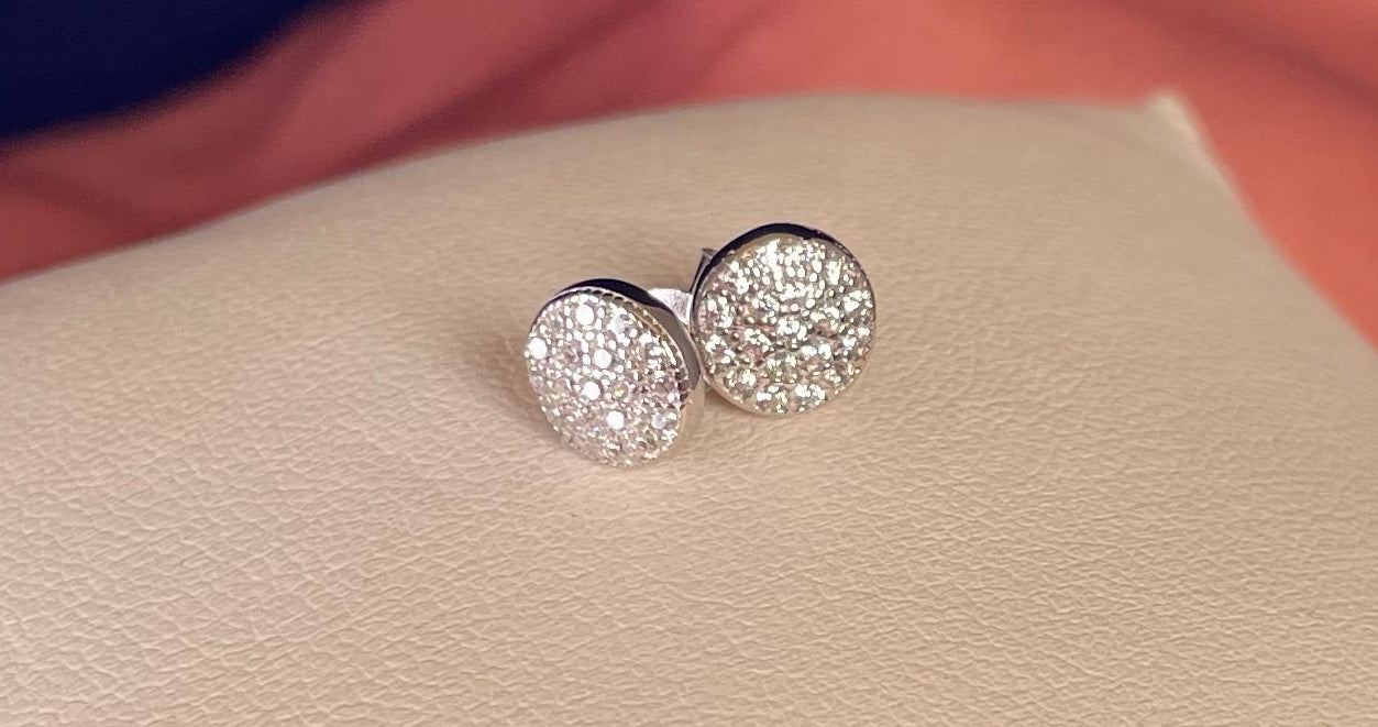 Round Earrings With Cubic Zirconia Rhodium Plated Silver