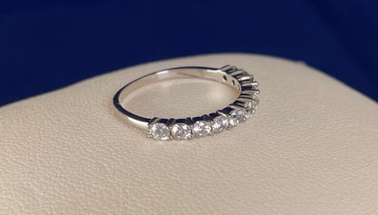 Half Eternity Ring with Cubic Zirconias - Rhodium Plated