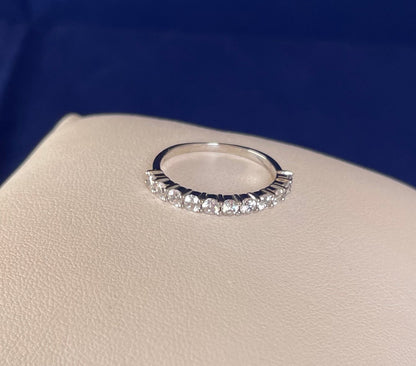 Rhodium-Plated Silver Half Eternity Ring with Cubic Zirconias