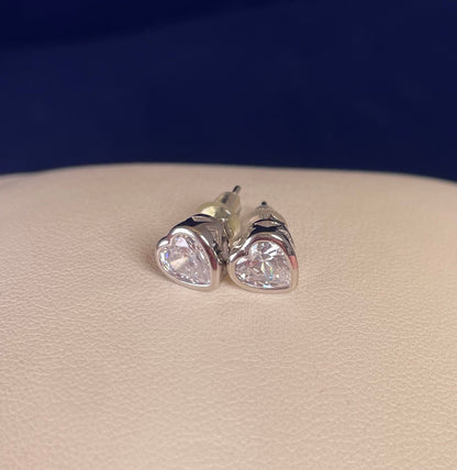 Heart Earrings With Cubic Zirconia Rhodium Plated Silver