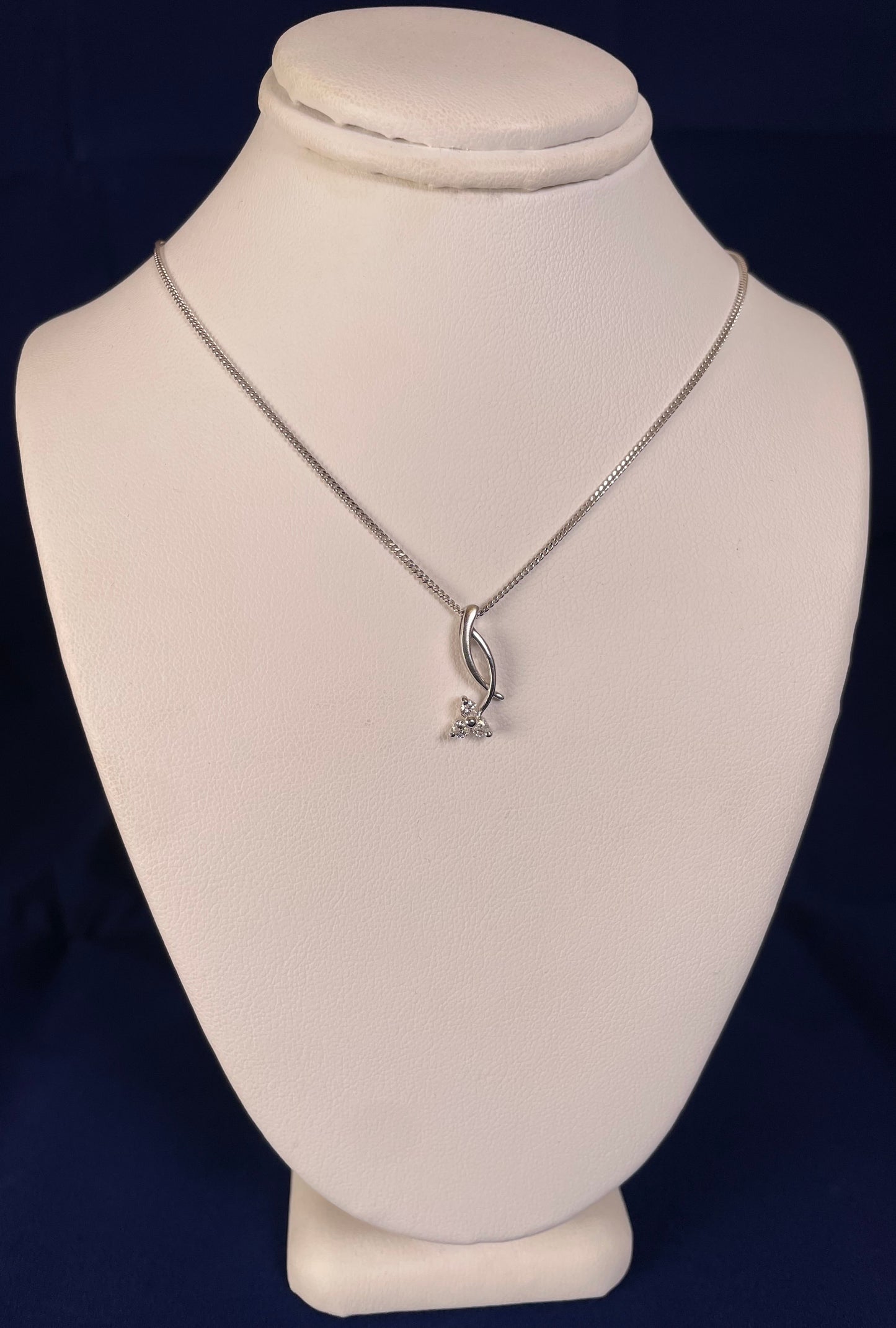 9ct White Gold Drop Pendant set with Diamonds Necklace