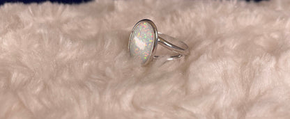 Oval Split Shoulder Ring with a Synthetic Opal