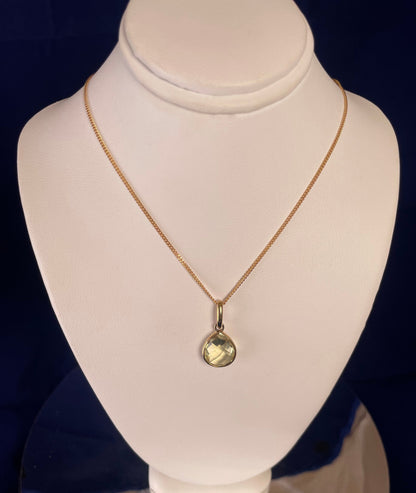 9ct Yellow Gold Pear Shaped Pineapple Cut Lemon Quartz Pendant Necklace