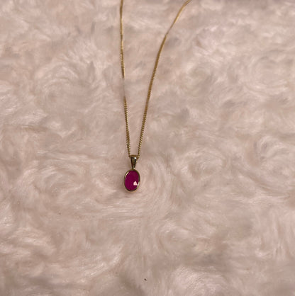 9ct Yellow Gold Oval Ruby Pendant Necklace