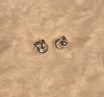 Large knot Earrings Rhodium Plated Silver