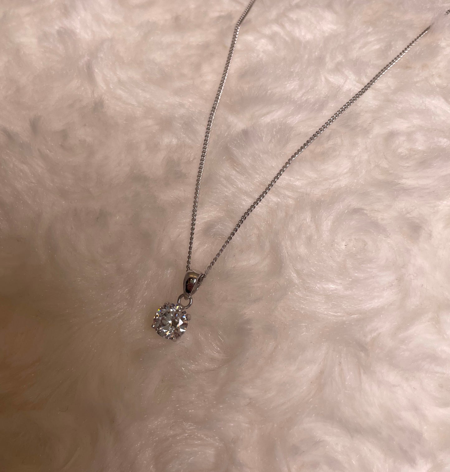 9ct White Gold Brilliant Cut Cubic Zirconia Pendant Necklace