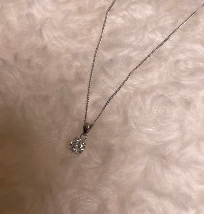 9ct White Gold Brilliant Cut Cubic Zirconia Pendant Necklace