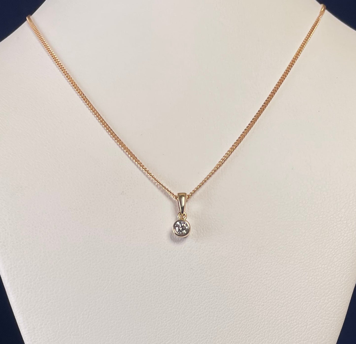 9ct Yellow Gold Delicate Diamond Solitaire Pendant Necklace