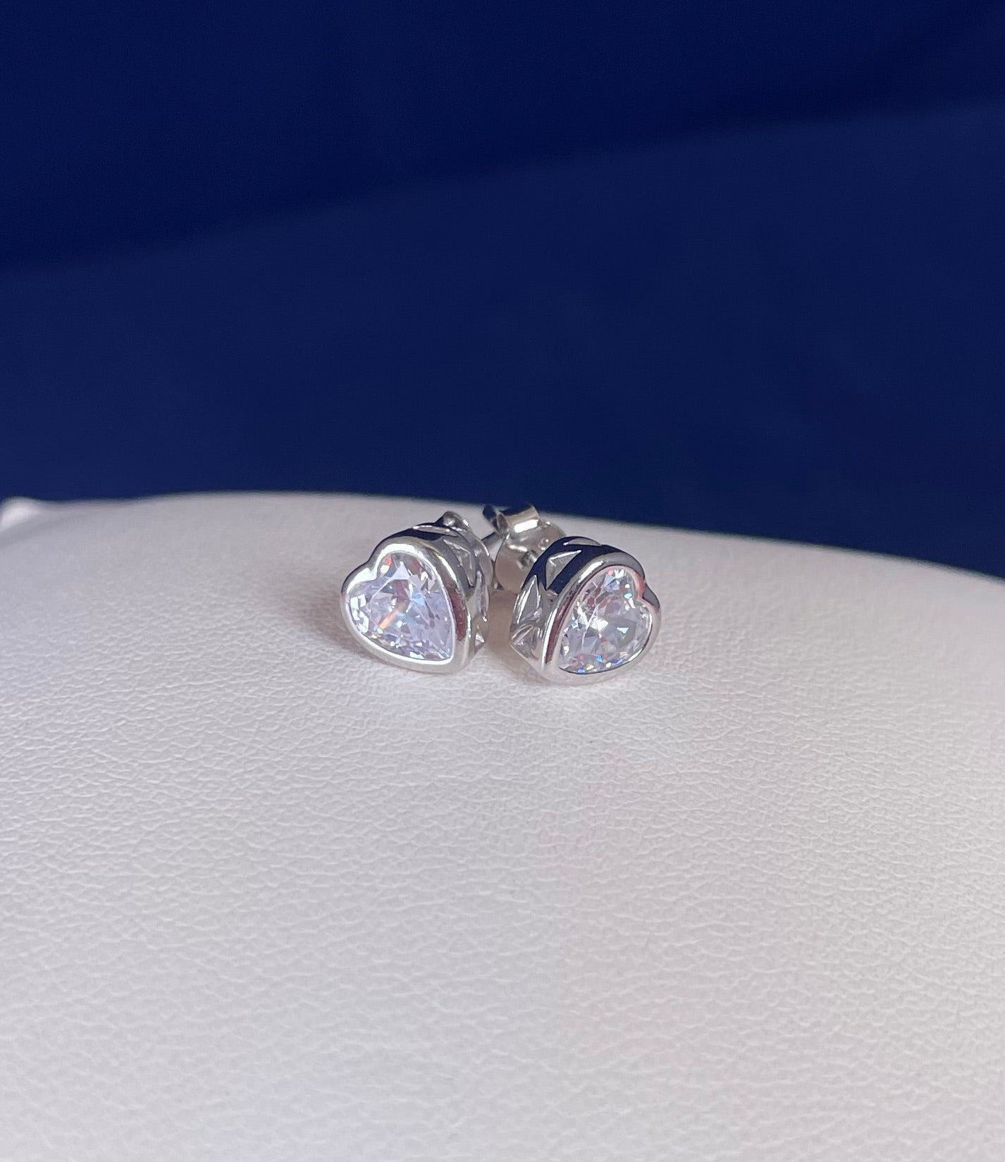 Heart Earrings With Cubic Zirconia Rhodium Plated Silver