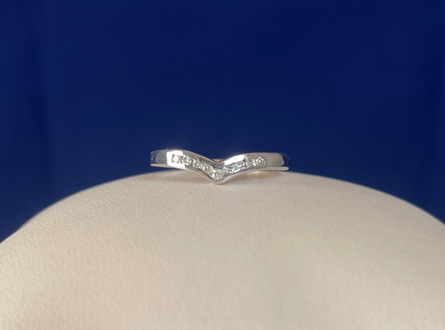 9ct White Gold Wishbone Ring Set with Diamonds