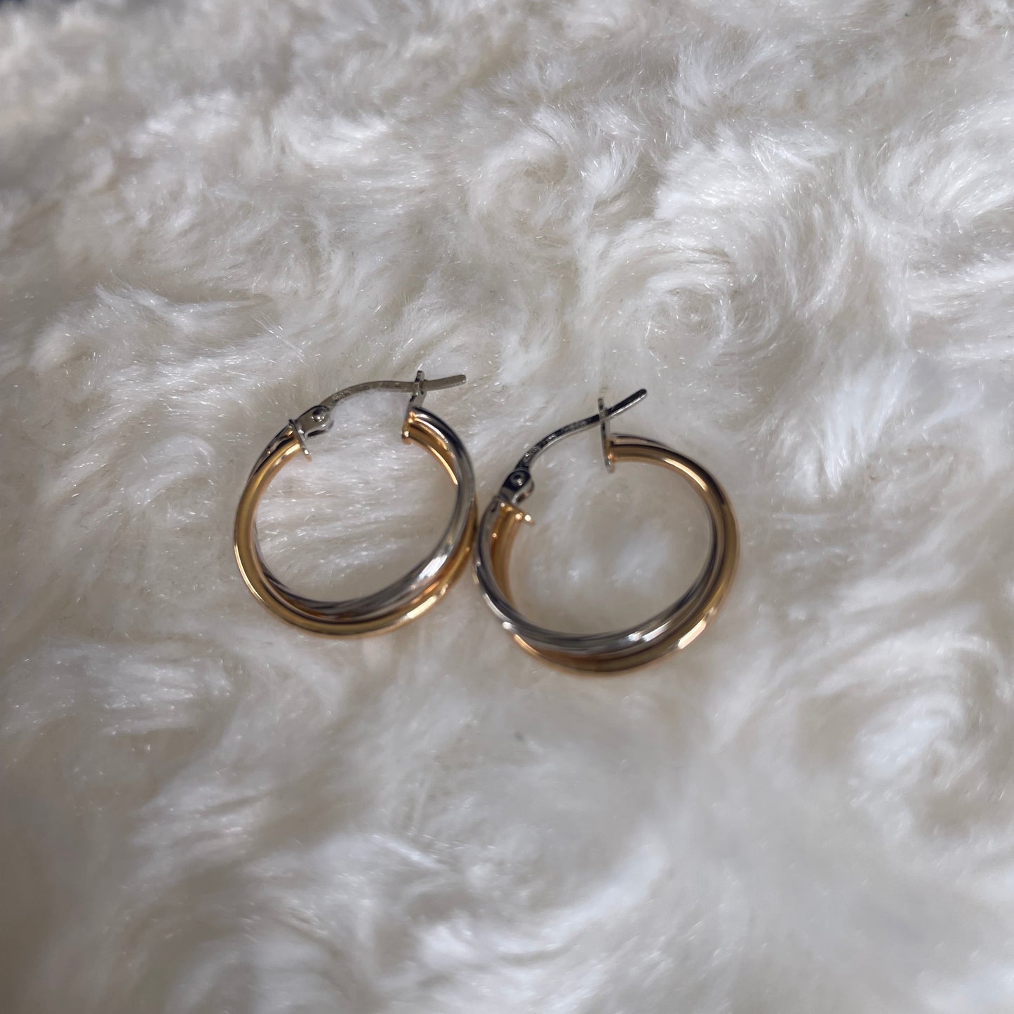 9ct White & Yellow Gold Russian Hoop Earrings