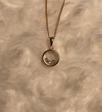 9ct Yellow Gold Floating Diamond Pendant Necklace