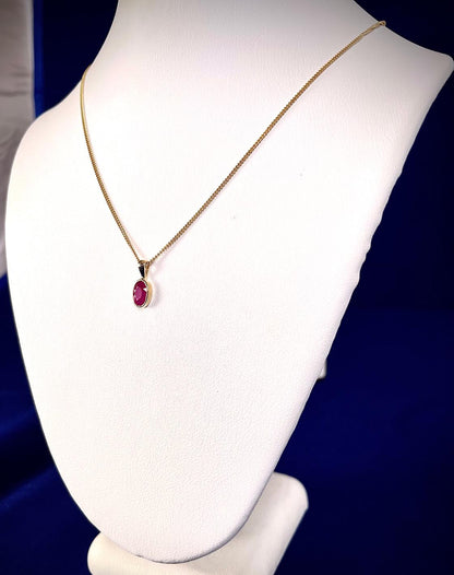 9ct Yellow Gold Oval Ruby Pendant Necklace