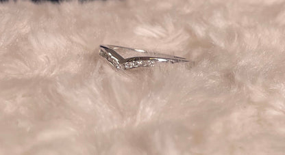 9ct White Gold Wishbone Ring Set with Diamonds