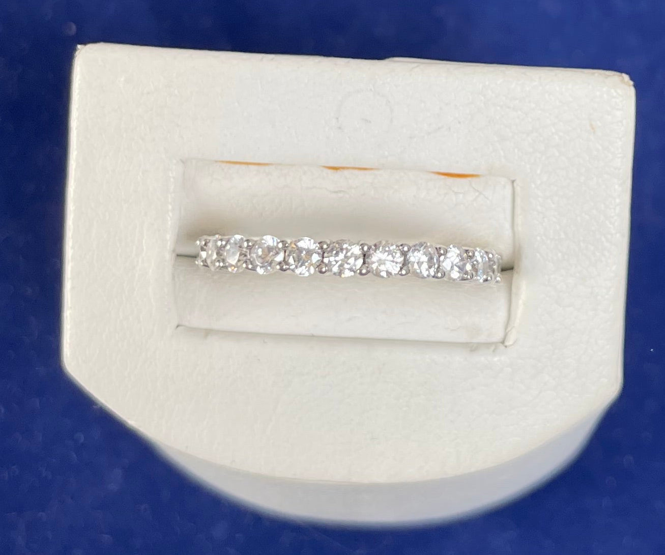 Rhodium-Plated Silver Half Eternity Ring with Cubic Zirconias