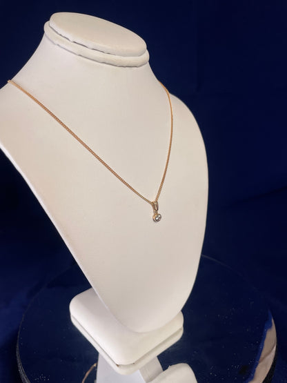 9ct Yellow Gold Delicate Diamond Solitaire Pendant Necklace