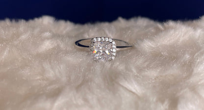 Cushion Shape Cubic Zirconia Cluster Ring