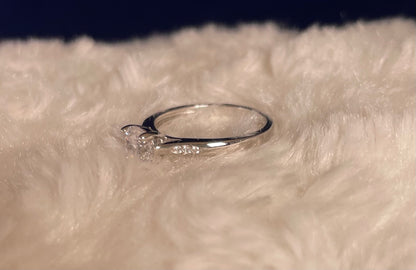 Rhodium-Plated Silver Brilliant Cut Cubic Zirconia Solitaire With Cubic Zirconia On Shoulder
