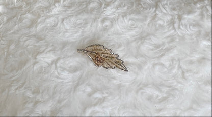 9ct Three Colour Gold Filigree Leaf Brooch