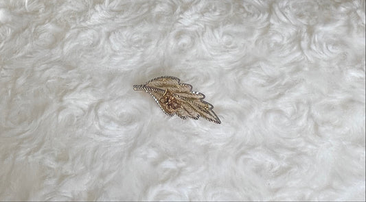 9ct Three Colour Gold Filigree Leaf Brooch