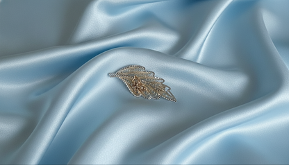 9ct Three Colour Gold Filigree Leaf Brooch