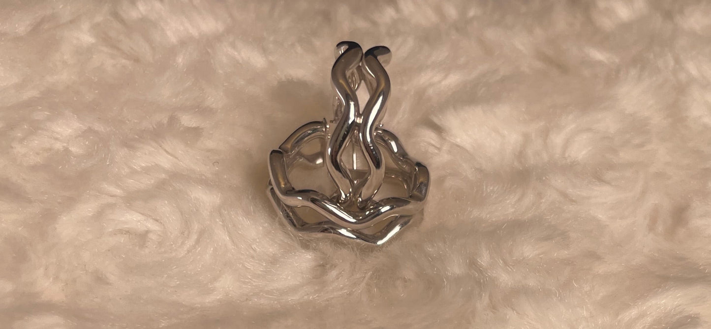 9ct White Gold Wave Hoop Earrings