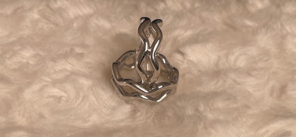 9ct White Gold Wave Hoop Earrings