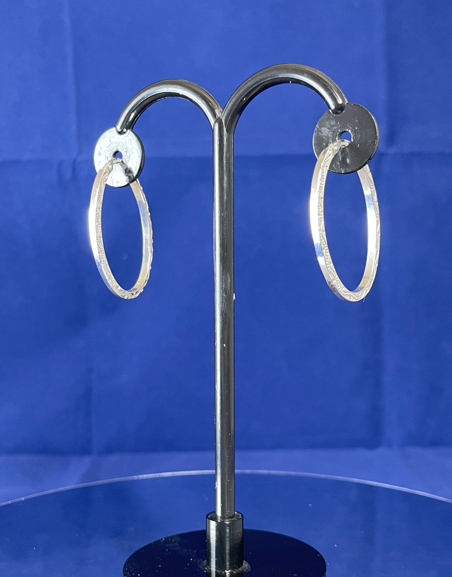 9ct White Gold Slim Flat Oval Hoop Earrings