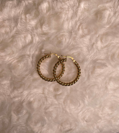 9ct Yellow Gold Twist Hoop Earrings