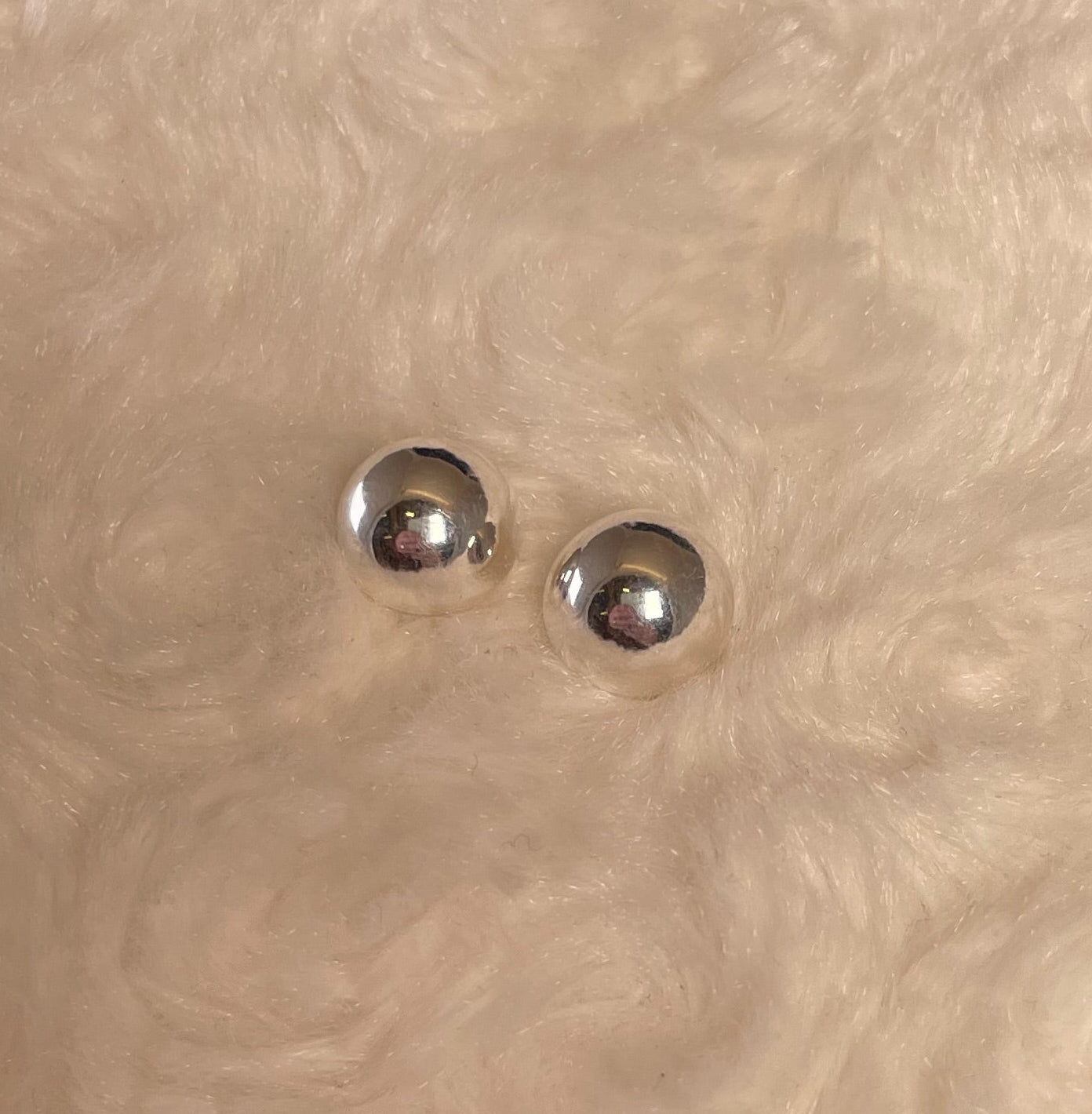 Ball Stud Earrings Rhodium Plated Silver