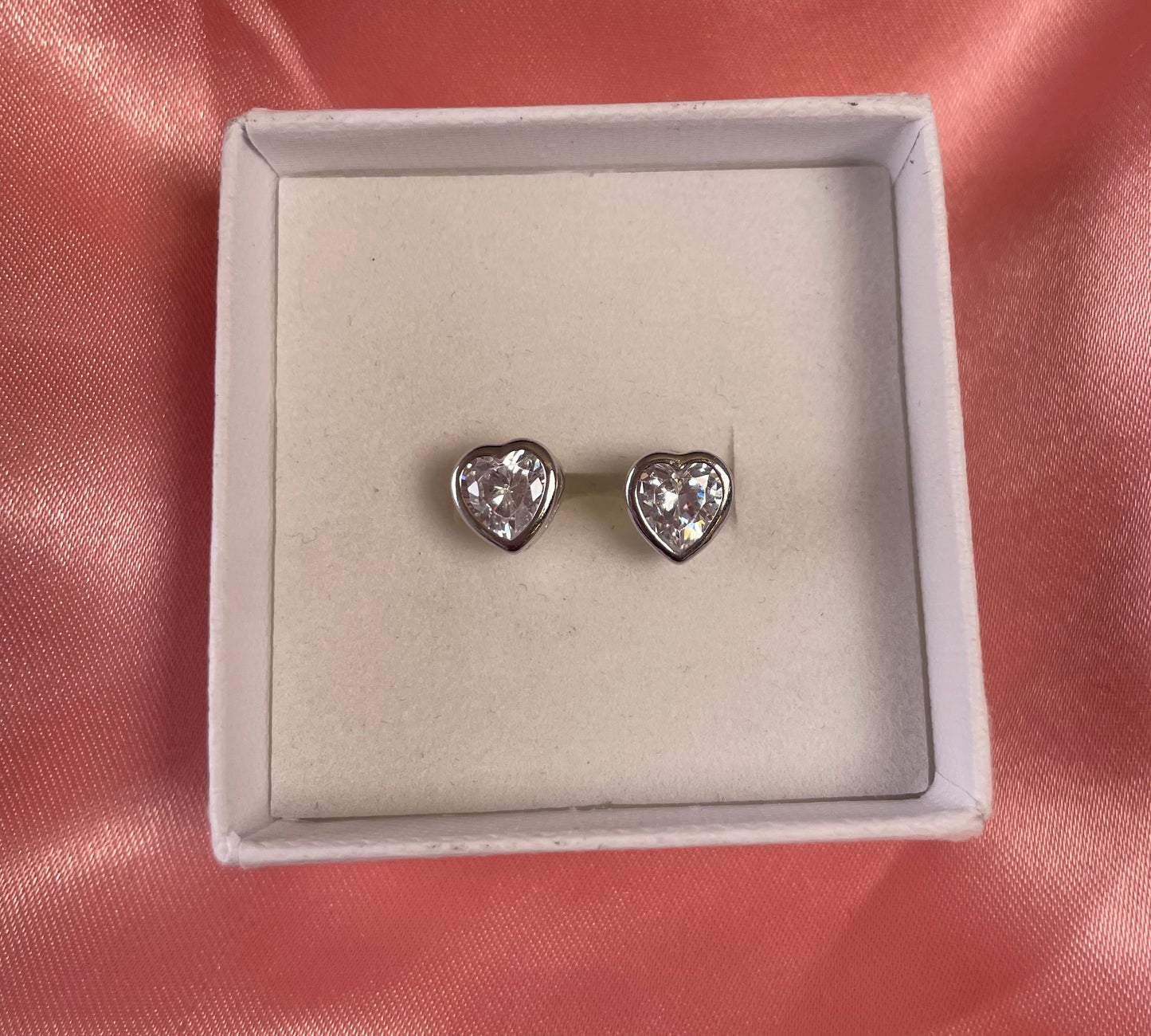 Heart Earrings With Cubic Zirconia Rhodium Plated Silver