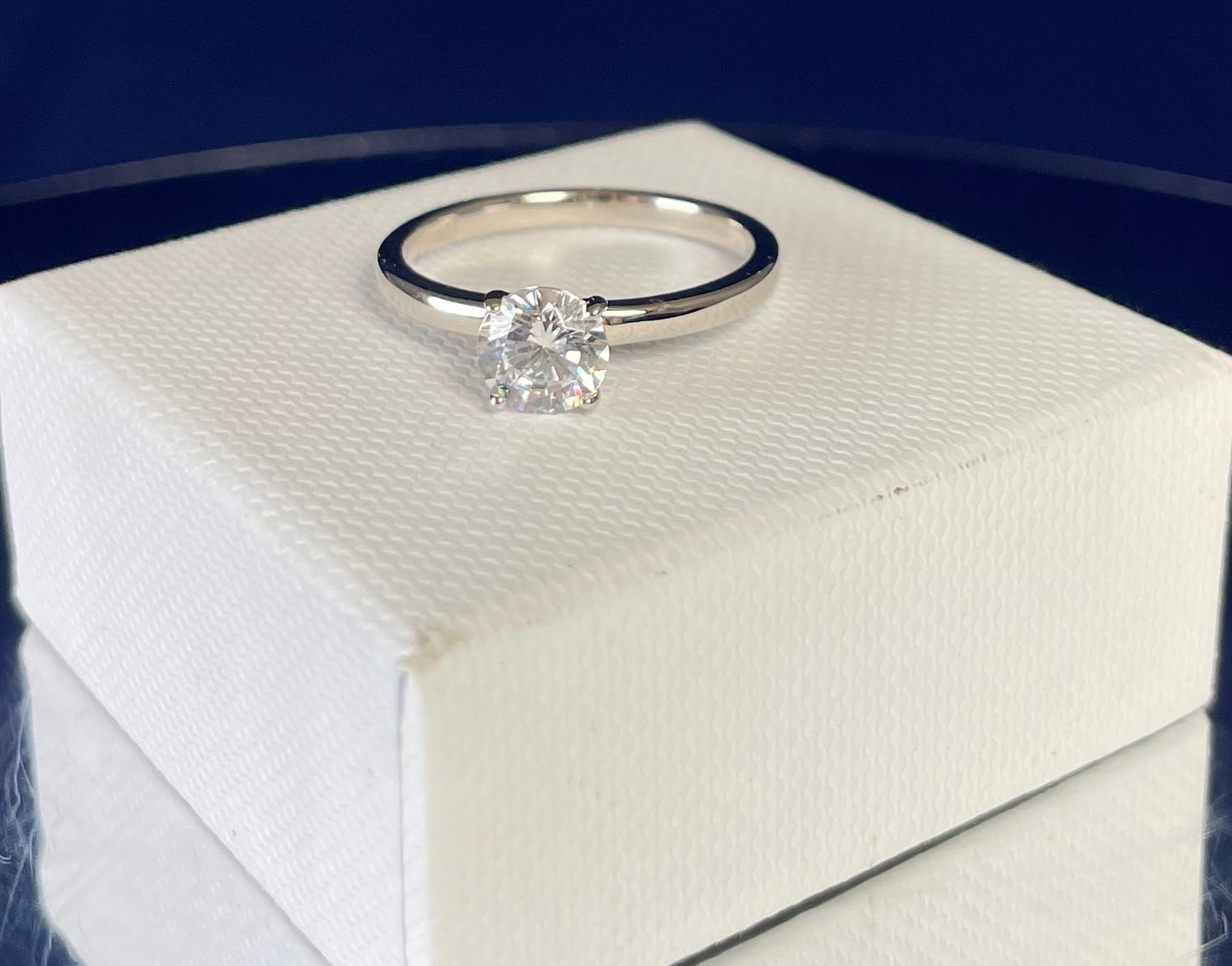 Brilliant Cut Cubic Zirconia Solitaire Rhodium Plated