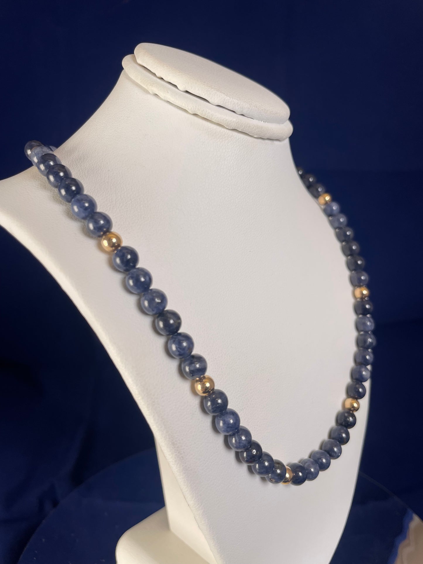 Sapphire & 9ct Yellow Gold Beaded Necklace